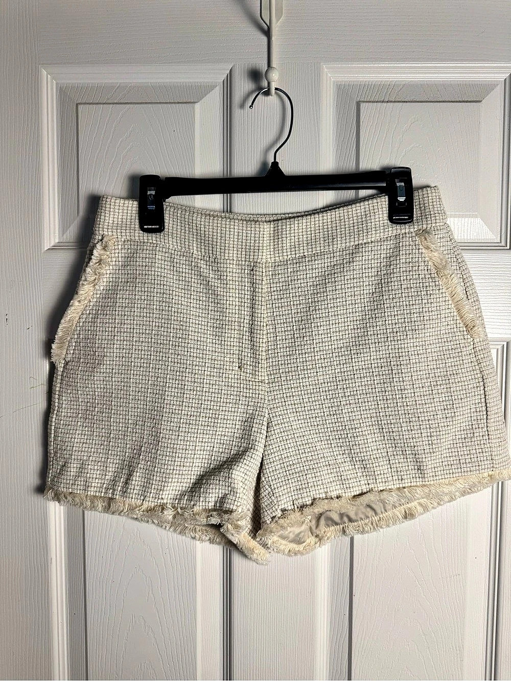 KAARI blue Desert Oasis Shorts Checkered Fringe Shorts Cream & Brown Size 8P